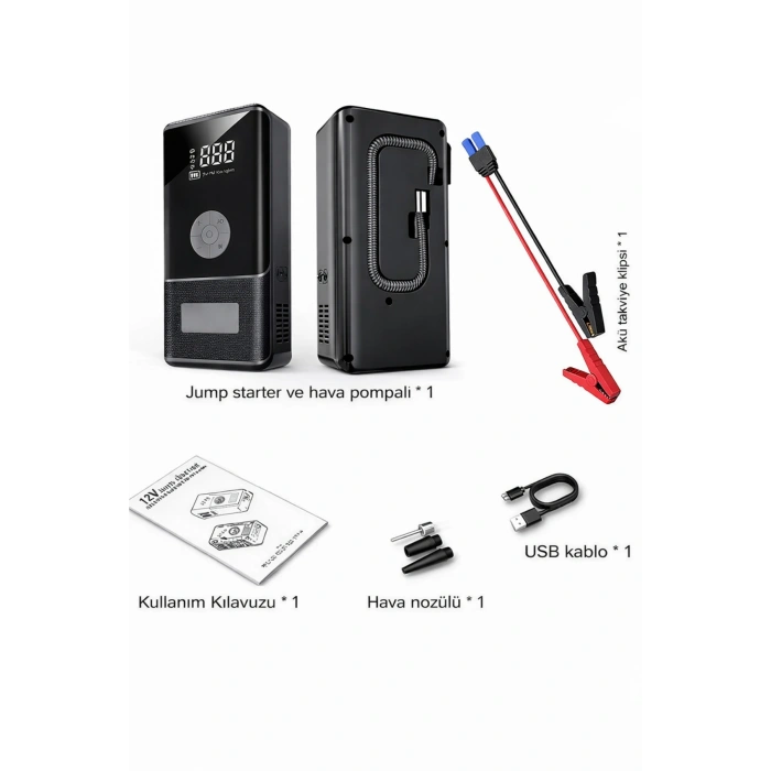 Syotech Dk002 10.000 Mah Taşınabilir Araç Akü Takviye Cihazı ve Hava Kompresörlü