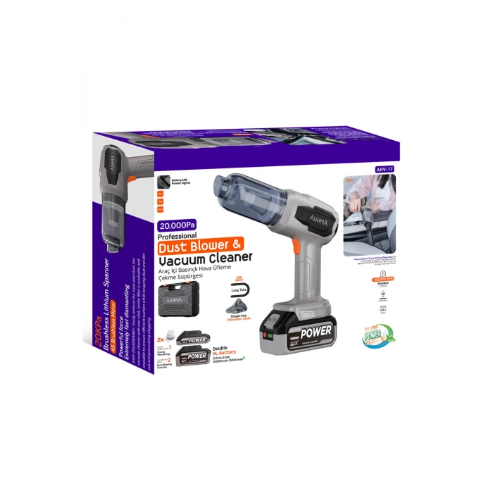 Auhma Elite Power Ahv-17 20.000 Pa Şarjlı Araç Süpürgesi ve Toz Üfleme Makinesi