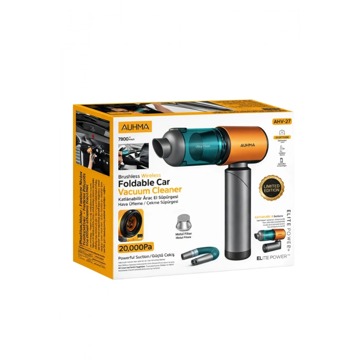 Auhma Elite Power AHV-27 Şarjlı Araç Süpürgesi -20.000 PA Emiş Gücü 7800 Mah