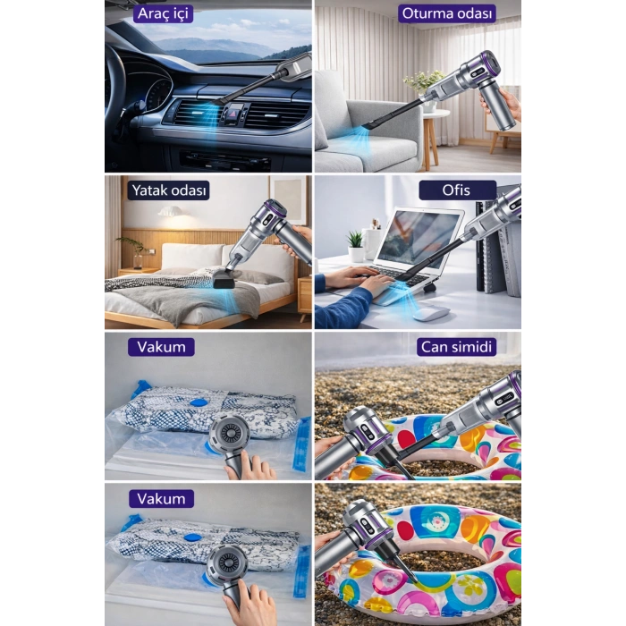 Auhma AHV-20 Kablosuz Araç El Süpürgesi & Toz Üfleme Makinesi - 17000 PA Güçlü Vakum