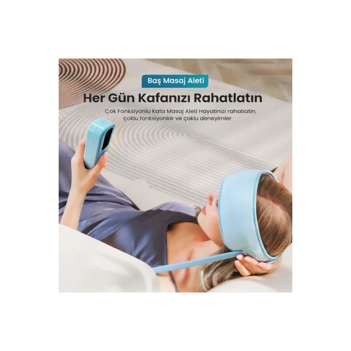 Glr JKQ-567 Yoğurma ve Titreşimli Kafa Masaj Aleti - 3 Modlu Hava Yastıklı Baş Masaj Bandı -
