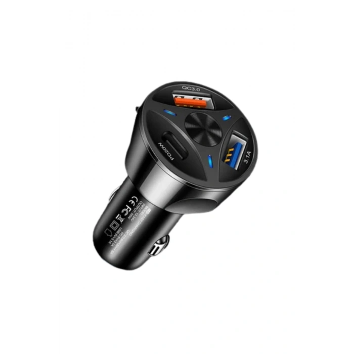 Polygold PG-88 55W Hızlı Araç Şarj Cihazı -Çift Çıkışlı Type-C ve USB