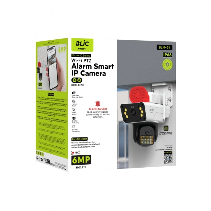 Blic Blm-94 6MP Çift Lens Wi-Fi Hareketli PTZ Dış Mekan Güvenlik Kamerası