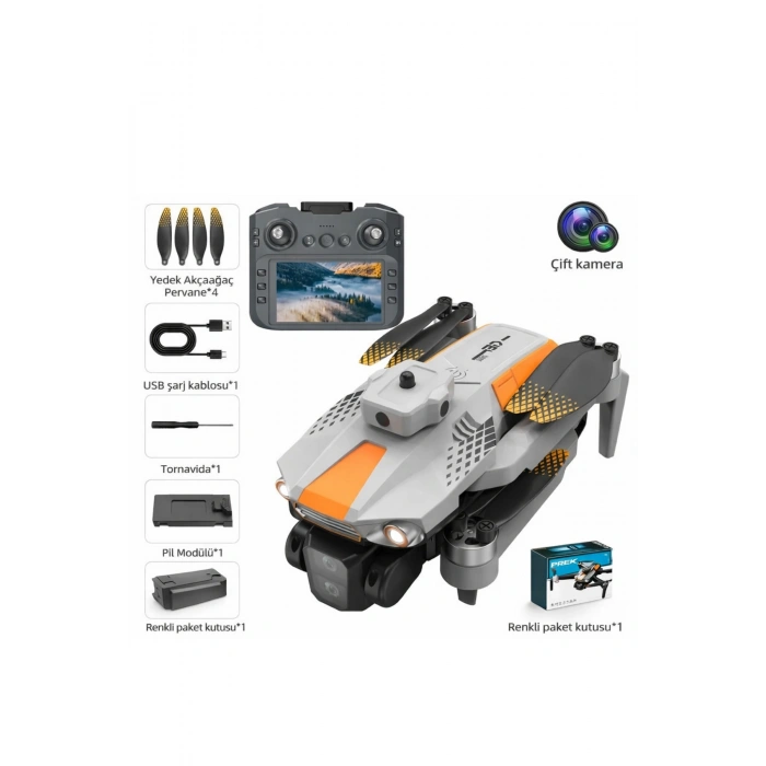 R06 HD Kameralı Drone - Büyük Ekranlı Uzaktan Kumandalı- Katlanabilir