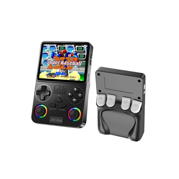 J36 Ultra Siyah Retro Oyun Konsolu - 3.5 inç IPS Ekran Wifili Taşınabilir El Atarisi