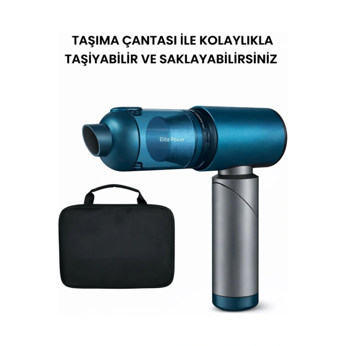 Auhma Elite Power AHV-27 Mavi Şarjlı Araç Süpürgesi -20.000 PA Emiş Gücü 7800 Mah