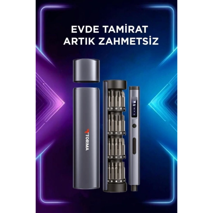 Torima TTS-01 3.7V Şarjlı Tornavida Seti (32 Parça Uç + Taşıma Çantalı)