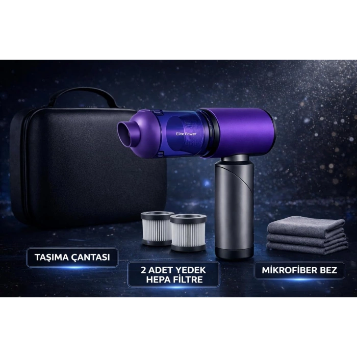 Auhma Elite Power AHV-27 Mor Şarjlı Araç Süpürgesi -20.000 PA Emiş Gücü 7800 Mah