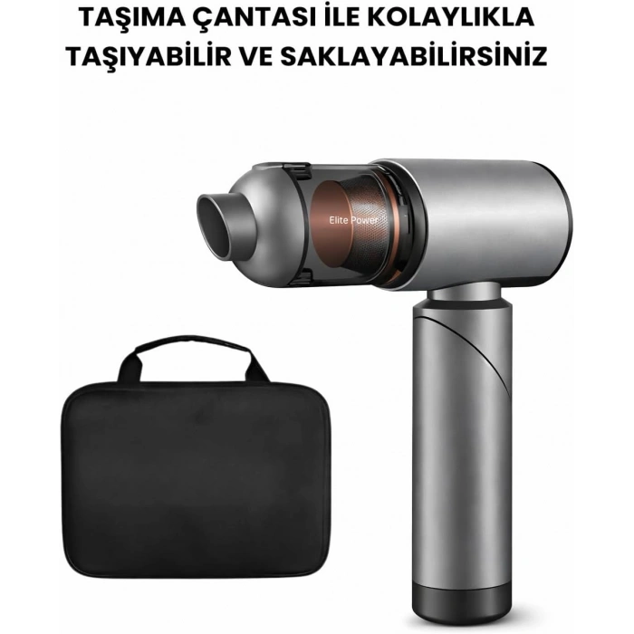 Auhma Elite Power AHV-27 Gri Şarjlı Araç Süpürgesi -20.000 PA Emiş Gücü 7800 Mah