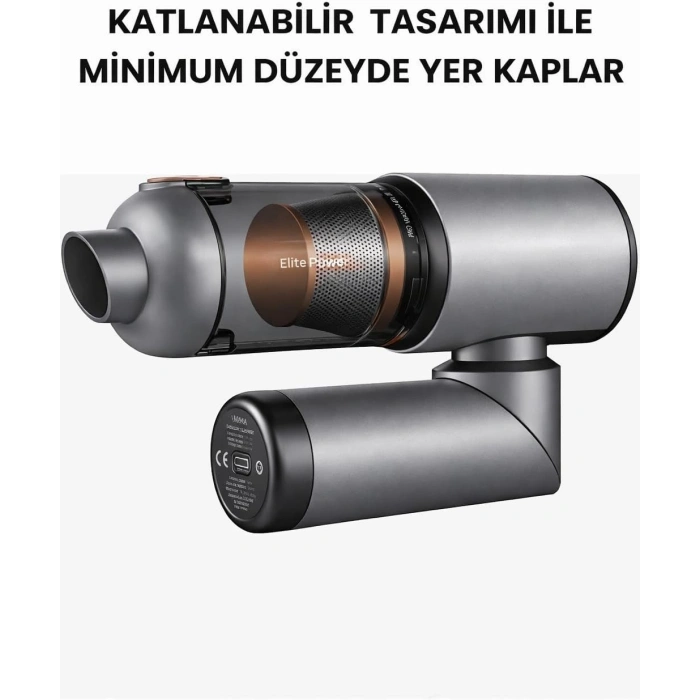 Auhma Elite Power AHV-27 Gri Şarjlı Araç Süpürgesi -20.000 PA Emiş Gücü 7800 Mah