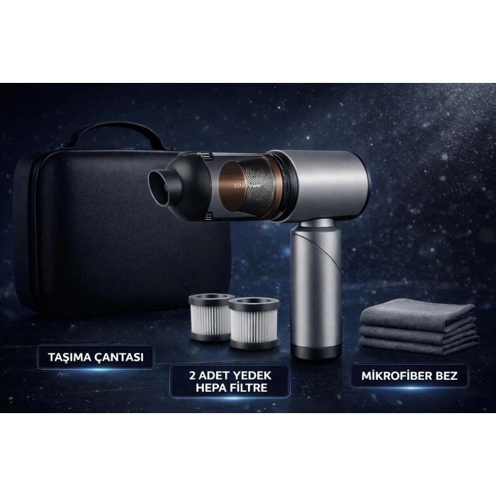 Auhma Elite Power AHV-27 Gri Şarjlı Araç Süpürgesi -20.000 PA Emiş Gücü 7800 Mah