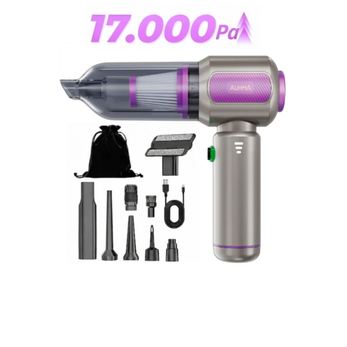 Auhma Ahv-19 Kablosuz Araç Süpürgesi ve Toz Üfleme Makinesi - 17.000 Pa Vakum Gücü - 6000mAh Batarya