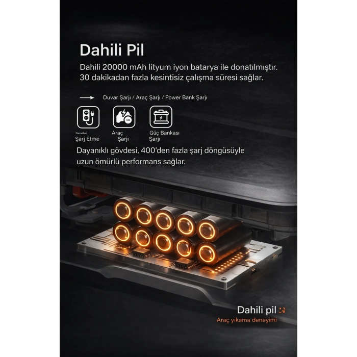 Auhma ACR-08 Elite Power Brushless Kablosuz Basınçlı Yıkama Makinesi - 13 Litre Tekerlekli Su Tanklı