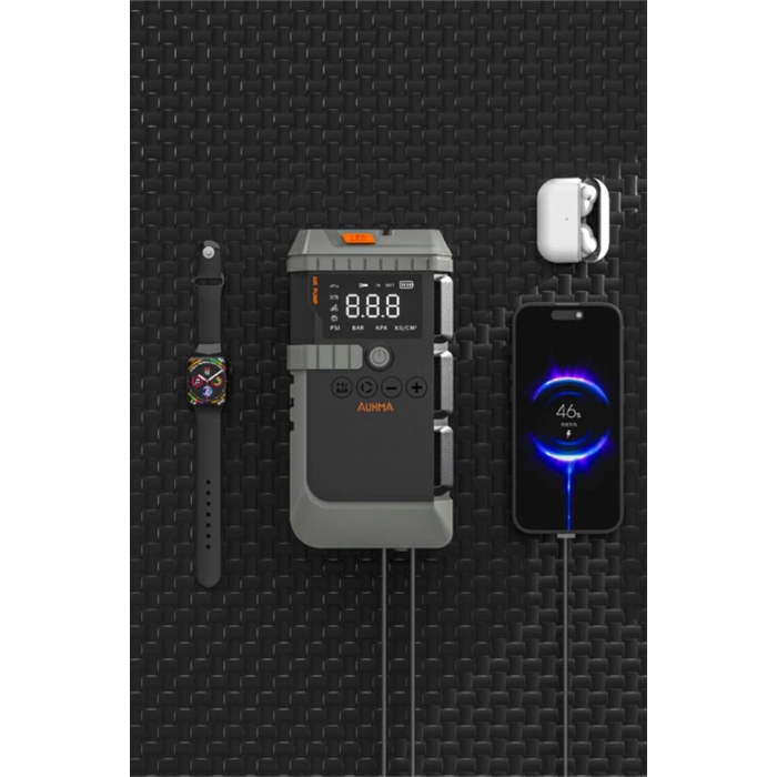 Auhma A7711 Araç Akü Takviye Cihazı ve Dijital Hava Pompası - 12000mAh, 1200A, 150 PSI