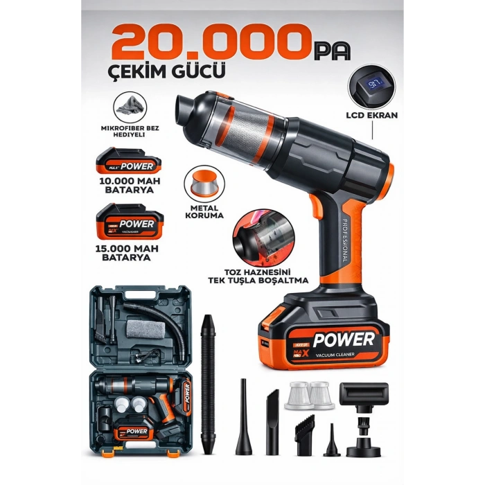 Auhma Ahv-21 20.000Pa Şarjlı Araç Süpürgesi ve Toz Üfleme Makinesi