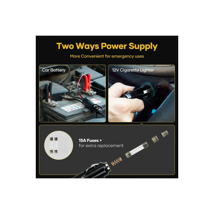 Auhma AHJ-01 5 Ton Elektrikli Hidrolik Kriko Seti - Hava Pompası 4ü 1 Arada Araba Tamir Kiti