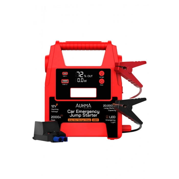 Auhma A8811 20000mAh 2000A Peak Araç Akü Takviye Cihazı & Powerbank - 12V Jump Starter