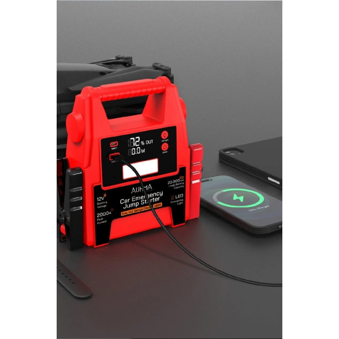 Auhma A8811 20000mAh 2000A Peak Araç Akü Takviye Cihazı & Powerbank - 12V Jump Starter