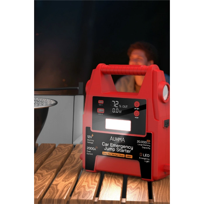 Auhma A8811 20000mAh 2000A Peak Araç Akü Takviye Cihazı & Powerbank - 12V Jump Starter