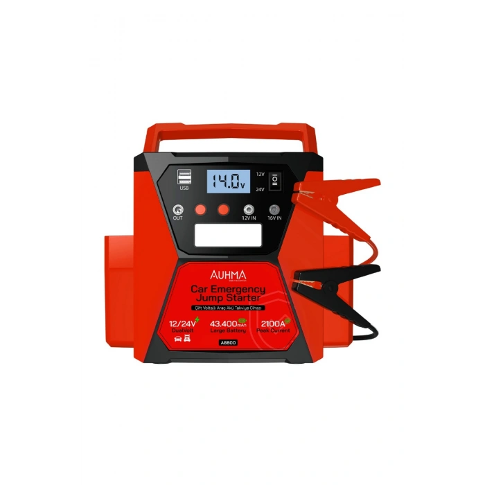 Auhma A8800 43.400mAh 12V/24V Çift Voltajlı 2100A Akü Takviye Cihazı Powerbank Jump Starter