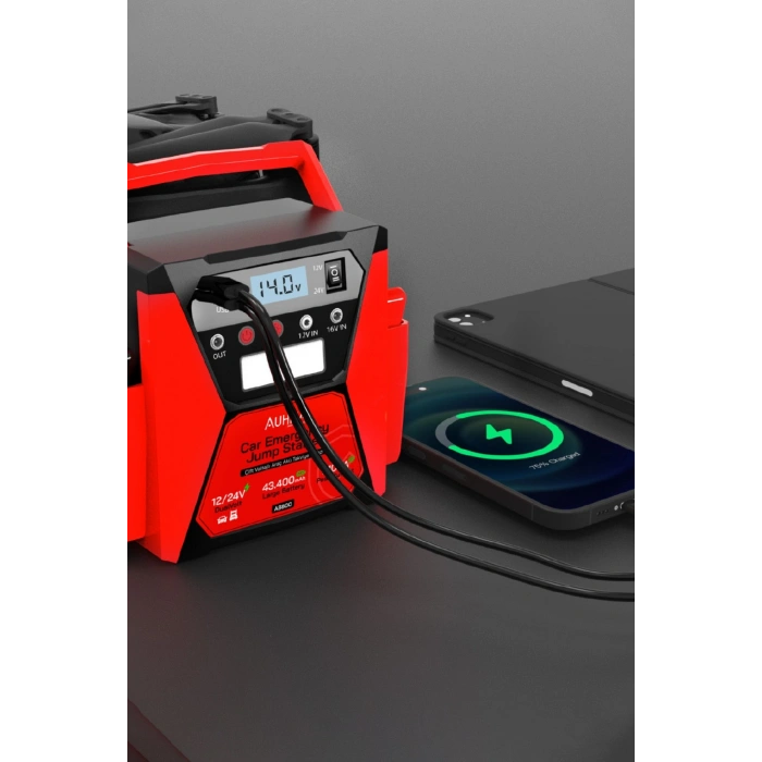 Auhma A8800 43.400mAh 12V/24V Çift Voltajlı 2100A Akü Takviye Cihazı Powerbank Jump Starter