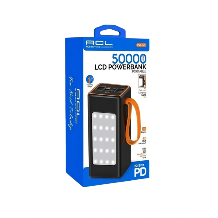 Acl Pw-55  50.000 mAh Dijital Göstergeli Powerbank 22.5W Hızlı Şarj Destekli Batarya