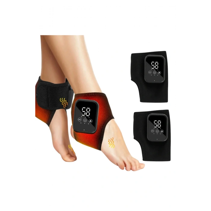 Auhma Amg36 LCD Ekranlı Çiftli Ayak Bileği Isıtıcı ve Masaj Cihazı - 2000 mAh -2 Adet-