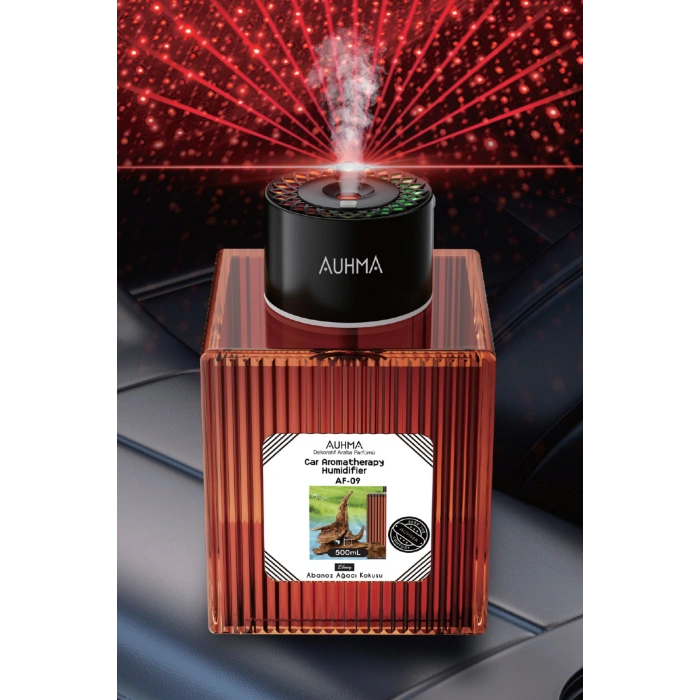 Auhma AF-09 Araç İçi Hava Nemlendirici & Koku Makinesi Mandalina Esansı  500ml Aromaterapi Difüzör + RGB Işıklı