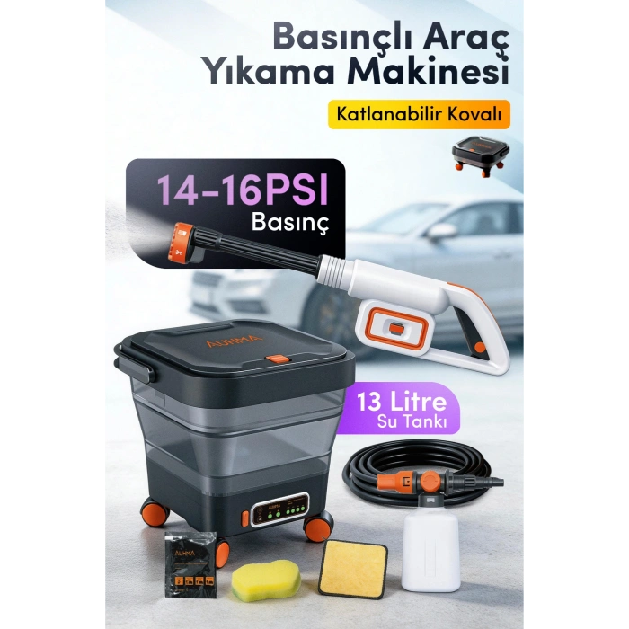 Auhma ACR-08 Elite Power Brushless Kablosuz Basınçlı Yıkama Makinesi - 13 Litre Tekerlekli Su Tanklı