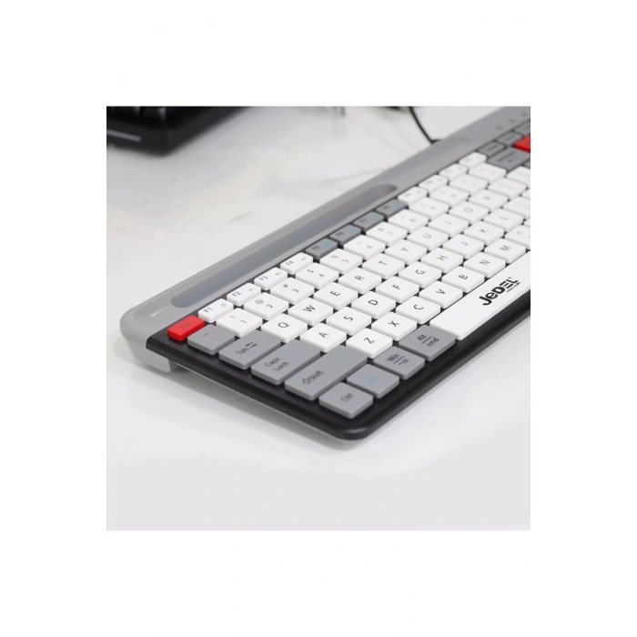 Jedel K37 Slim Kablolu Ofis Klavyesi - Telefon Tutuculu, Sessiz Tuşlu