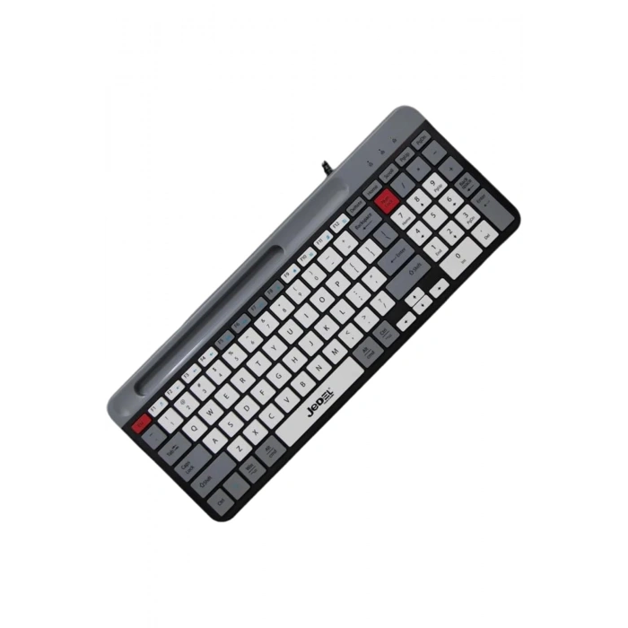 Jedel K37 Slim Kablolu Ofis Klavyesi - Telefon Tutuculu, Sessiz Tuşlu