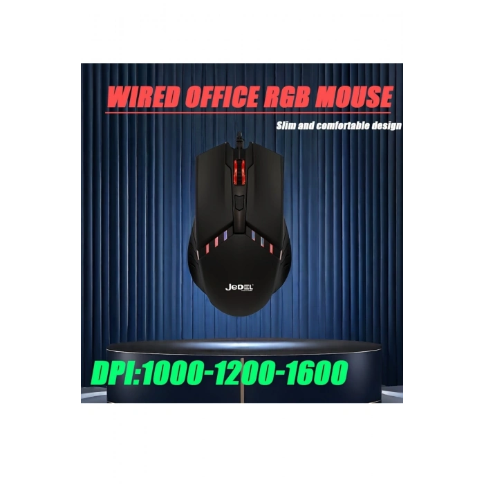 Jedel M82 USB Optik Kablolu Mouse - Renkli Led Işıklı