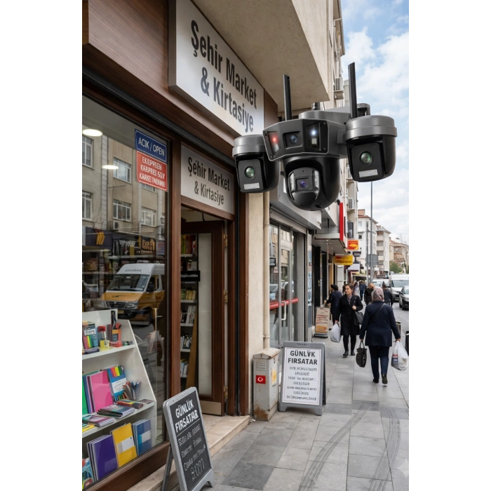 O-kam Pro OK-203Plus Premium 4 Lensli 12 Mp Wifi PTZ Güvenlik Kamerası