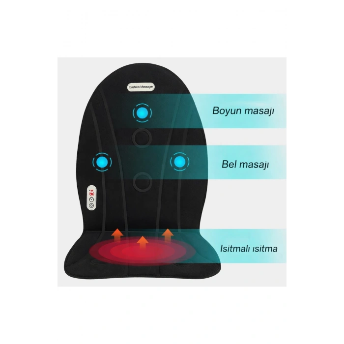Glr Jb-618B Isıtmalı Masaj Minderi - 3 Motorlu Titreşimli Bel, Sırt Masaj Alet