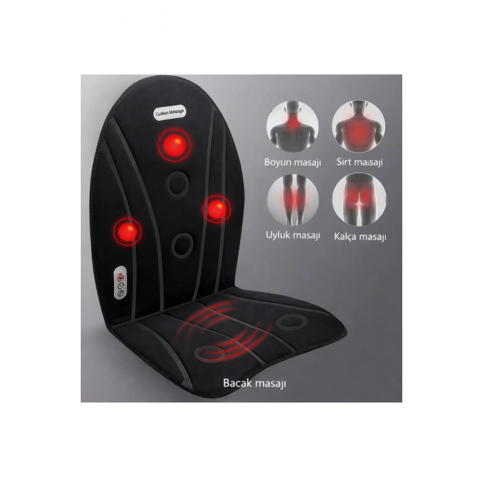 Glr Jb-618B Isıtmalı Masaj Minderi - 3 Motorlu Titreşimli Bel, Sırt Masaj Alet