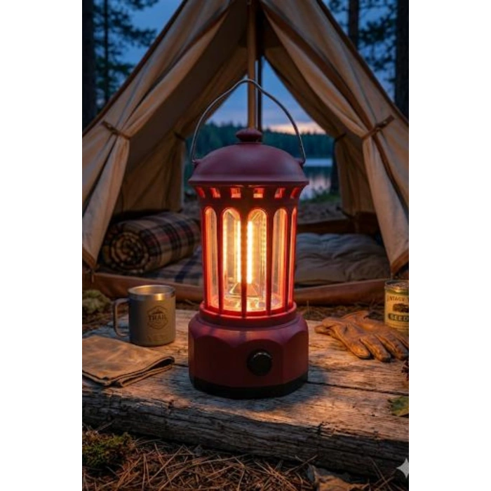 Glr L800BR Retro Tasarım Şarjlı Kamp Lambası - 250 Lümen Vintage Fener