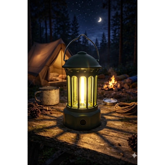 Glr L800SR Retro Tasarım Şarjlı Kamp Lambası - 200 Lümen Vintage Fener, 3 Modlu Led Işık