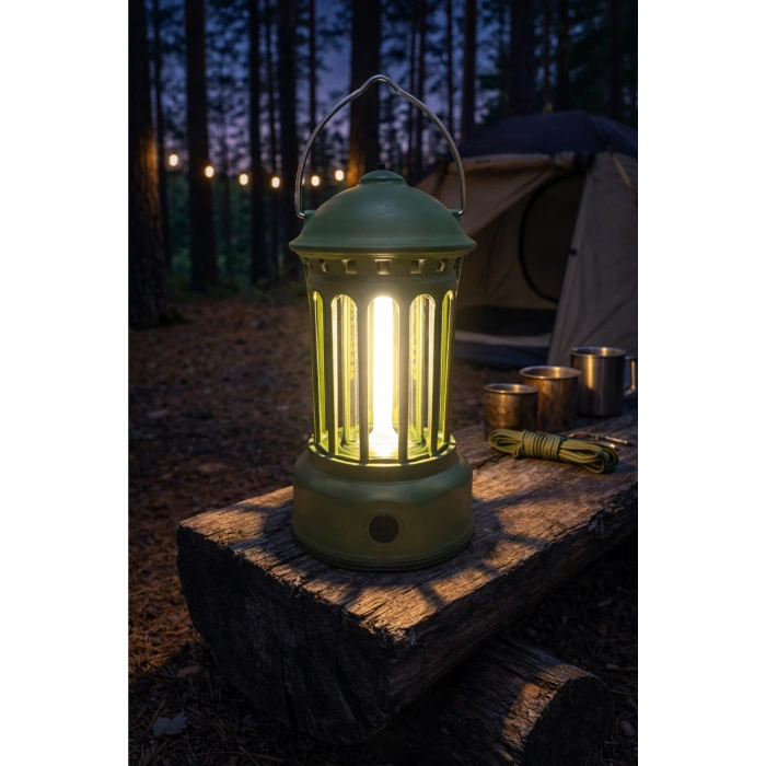 Glr L800SR Retro Tasarım Şarjlı Kamp Lambası - 200 Lümen Vintage Fener, 3 Modlu Led Işık