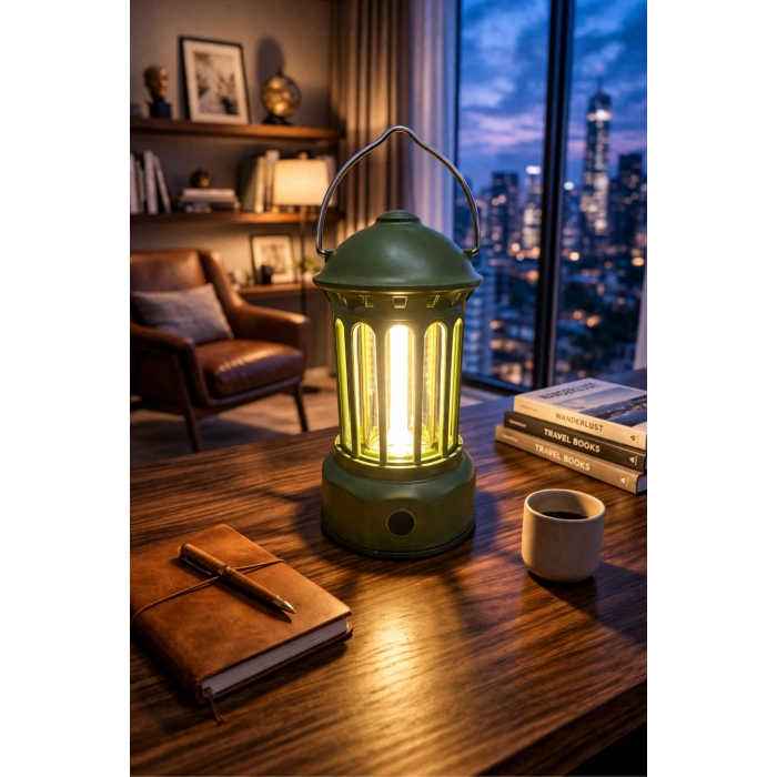 Glr L800SR Retro Tasarım Şarjlı Kamp Lambası - 200 Lümen Vintage Fener, 3 Modlu Led Işık