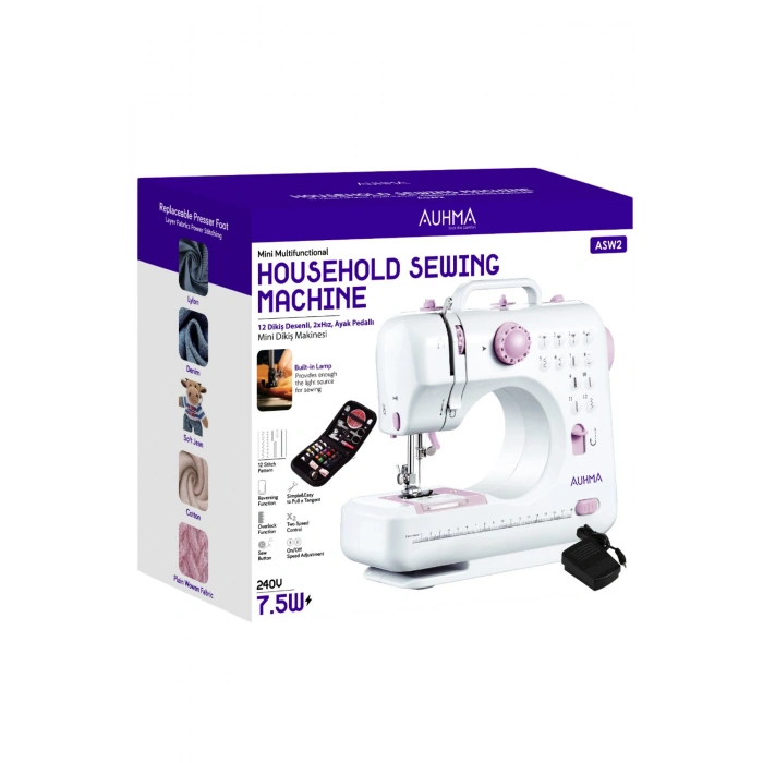 Auhma ASW2 Çok Fonksiyonlu Masaüstü Dikiş Makinesi - Yeni Başlayanlar İçin Kolay Kullanım