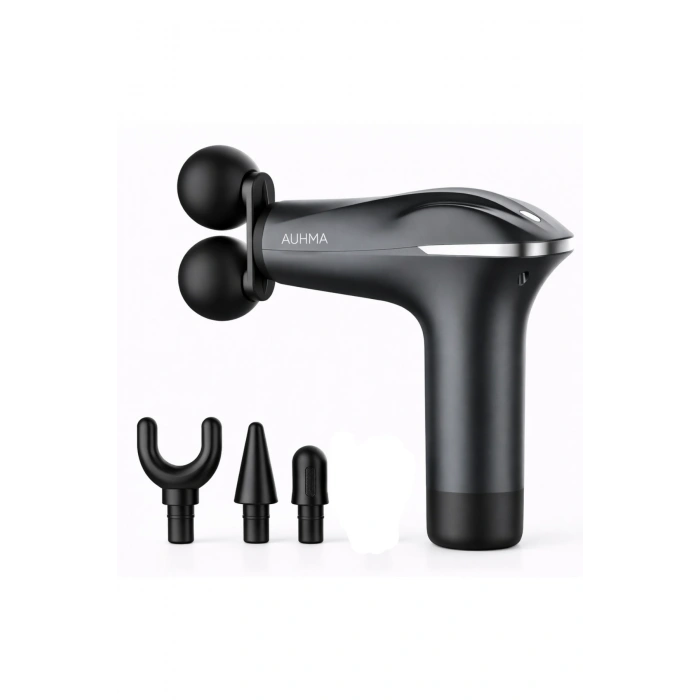 Auhma Amg18 Çift Başlıklı Şarjlı Masaj Tabancası - 6 Kademeli 3200 RPM Titreşimli Masaj Aleti