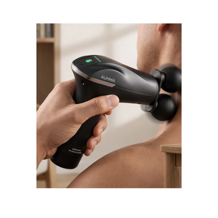 Auhma Amg18 Çift Başlıklı Şarjlı Masaj Tabancası - 6 Kademeli 3200 RPM Titreşimli Masaj Aleti
