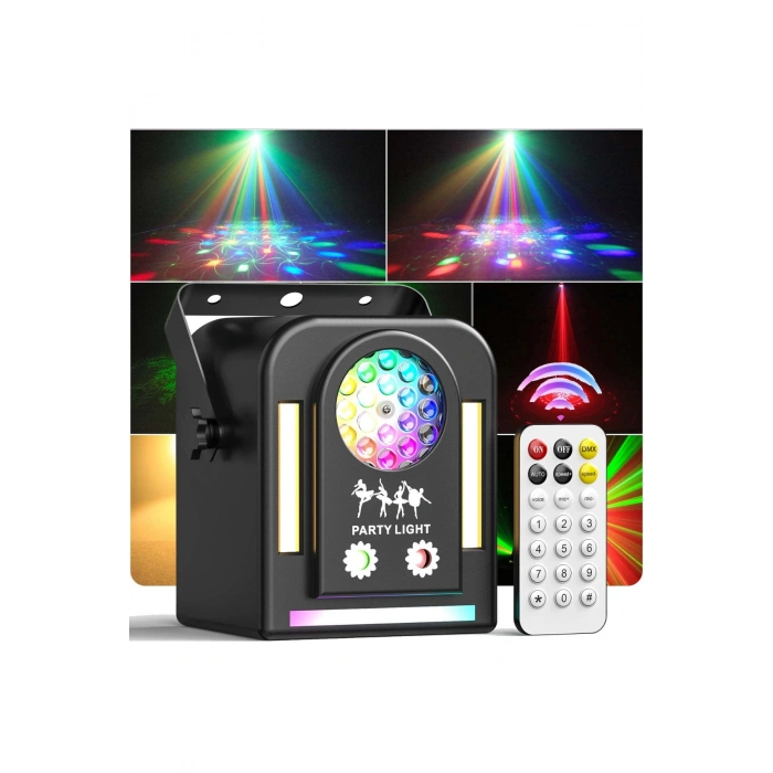 Hepu FB-1100 Elf Beam RGB Lazerli Parti Aydınlatma Işığı - Uzaktan Kumandalı Mini Efekt Lambası