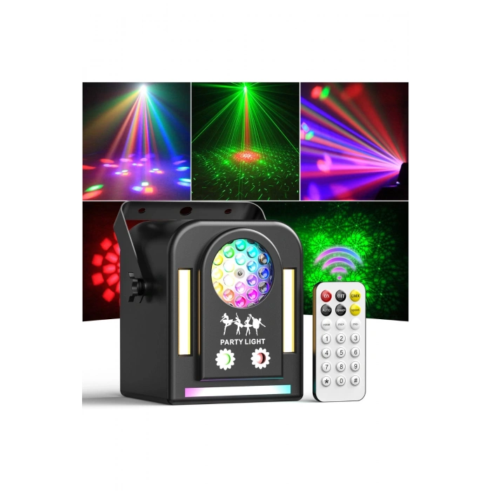 Hepu FB-1100 Elf Beam RGB Lazerli Parti Aydınlatma Işığı - Uzaktan Kumandalı Mini Efekt Lambası