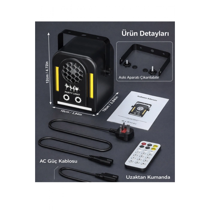 Hepu FB-1100 Elf Beam RGB Lazerli Parti Aydınlatma Işığı - Uzaktan Kumandalı Mini Efekt Lambası