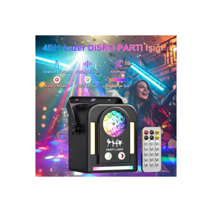 Hepu FB-1100 Elf Beam RGB Lazerli Parti Aydınlatma Işığı - Uzaktan Kumandalı Mini Efekt Lambası