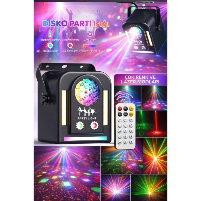 Hepu FB-1100 Elf Beam RGB Lazerli Parti Aydınlatma Işığı - Uzaktan Kumandalı Mini Efekt Lambası