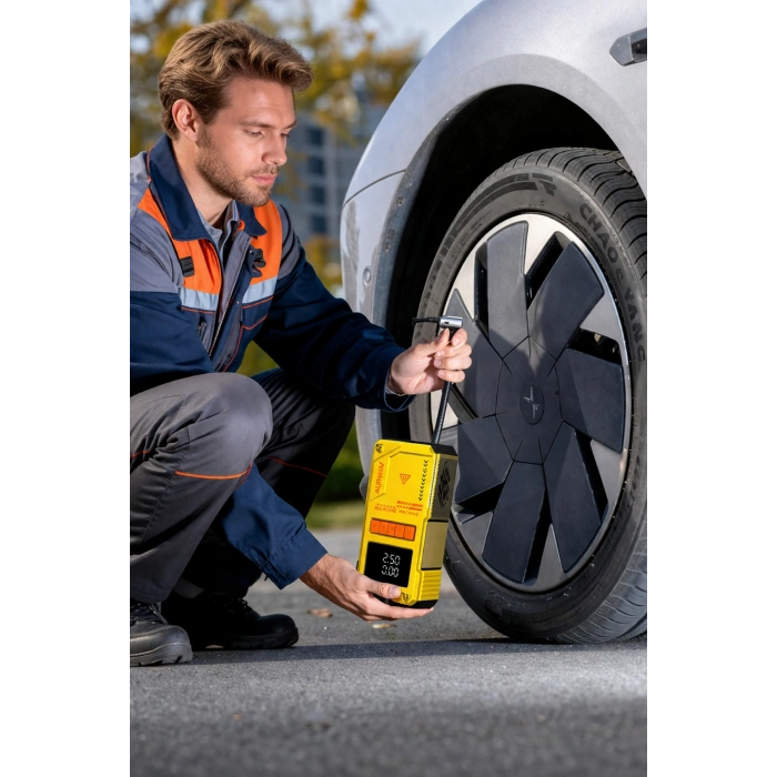 Auhma A8822 4-in-1 Akıllı Akü Takviye Cihazı ve Hava Pompası - 10000mAh Powerbank & SOS Fener