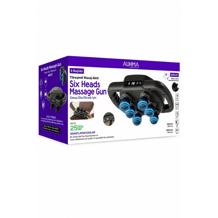 Auhma Amg37 6 Başlıklı Titreşimli Masaj Aleti - 9 Kademeli Şarjlı Masaj Cihazı