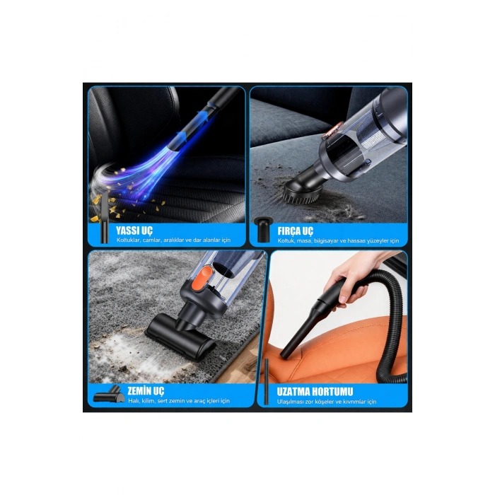 Carbon ST-126Plus 22000PA Güçlü Şarjlı El Süpürgesi Araba ve Ev Tipi Kablosuz Süpürge